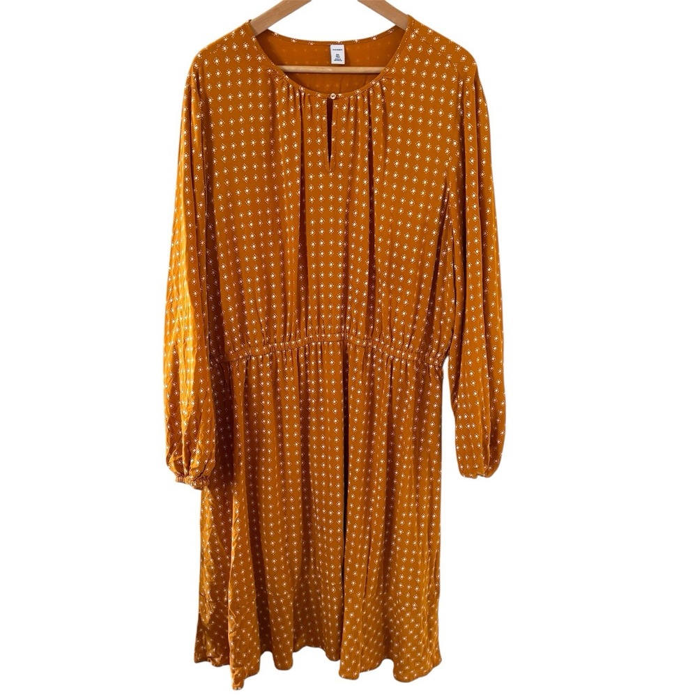 Old Navy Waist‎ Defined Key Neck Dress Size XXL Tall Preppy Boho Fall Prairie
